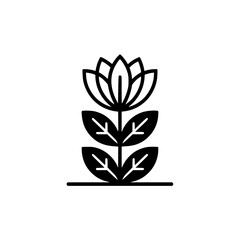 Minimalist Black & White Floral Illustration - Simple, Elegant, Modern