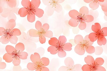 Repeating Sakura Cherry Blossom Pattern Creating Stunning Floral Background