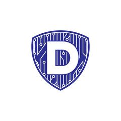 Shield, Letter D and Electronic Logo Design 001