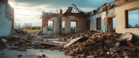 the old house in the process of destruction