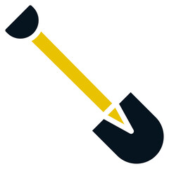 Shovel, Black and Yellow Design Shovel, Shovel Line Icon