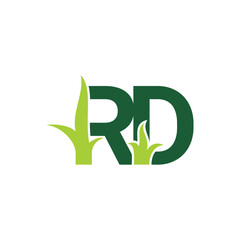 Initials Letters RD with Grass Logo Vector 001