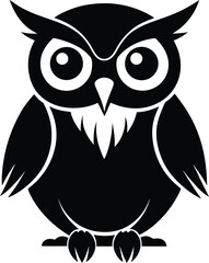 Majestic Owl Silhouette Vector & Icon, Owl Icon Vector Design
