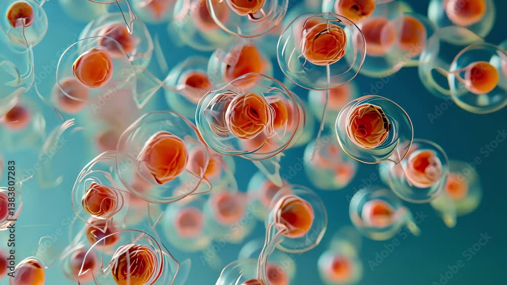 Aufkleber explore vibrant microscopic life with 4k visuals showcasing colorful cells in motion, illuminating t