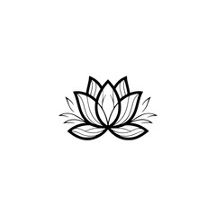 Minimalist Black Lotus Flower Logo on White Background