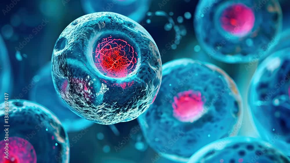 Poster exploring the intricate world of cells showcasing vibrant colors and details in a captivating 4k clo