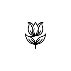 Fototapeta premium Minimalist Black Line Art Flower on White Background