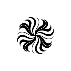 Abstract Black Swirl Mandala Design on White Background