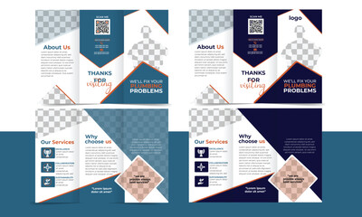 modern infographic design template, plumbing service trifold brochure design