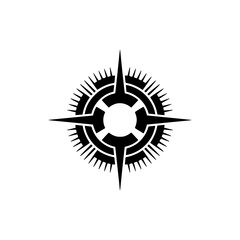 Minimalist Compass Rose Icon on White Background