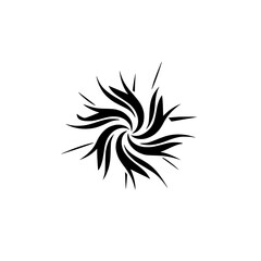 Abstract Black Floral Burst Icon on White Background