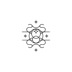 Obraz premium Minimalist Celestial Symbol, Line Art Logo on Light Gray Background