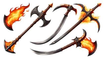  flaming battle axe fiery designs medieval weapons png