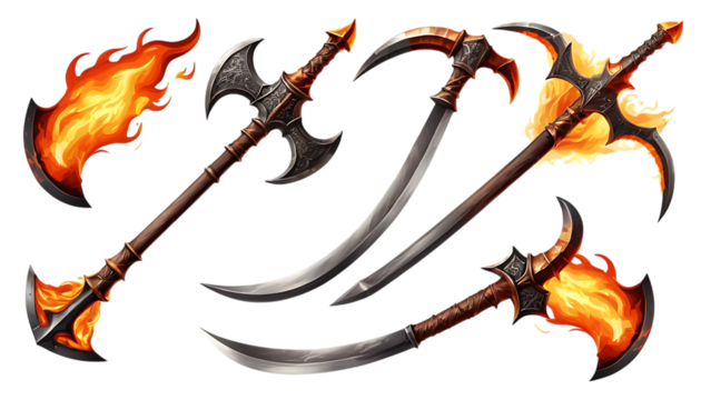  flaming battle axe fiery designs medieval weapons png