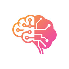 Artificial Intelligence AI Chip in Human Head. Artificial Intelligence icon with Machine learning, digital skills, generative AI, AI technology, algorithm, virtual intelligence and future