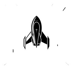 Minimalist Rocket Launch Illustration - Black & White, Modern Design