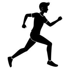 A boy running silhouette vector illustration on white background