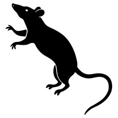 A rat jumping silhouette vector illustration on white background