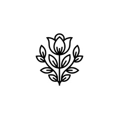 Minimalist Floral Emblem in Black and White