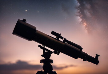 dawn telescope milky way silhouette science optical earth mountain observation tripod lens planet sunrise outer scope sky sunset view constellations exploration nebula night universe star equipment