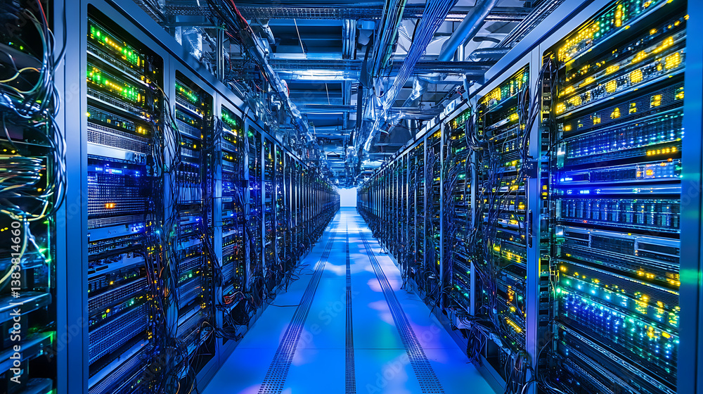 Aufkleber Data center full of rack servers and high tech infrastructure