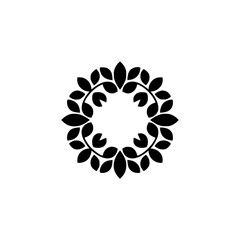 Minimalist Leaf Wreath Logo Design, Elegant Black on White, Floral Icon