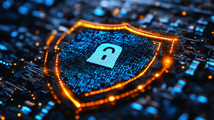 Fototapeta premium Futuristic Cyber Security Shield Protection Digital Technology 49