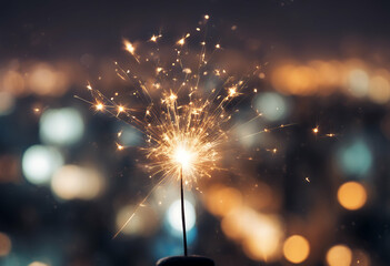 background sparkler city blurred light busy glittering festive birthday fireworks sparkle burning bengal fire spark happy celebration rooftop new year christmas holiday night party abstract eve