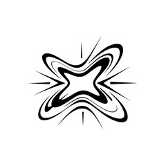 Abstract Swirls & Starburst Logo Design, Black on White, Dynamic Motion
