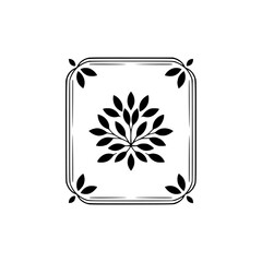 Elegant Minimalist Leaf Motif Logo in Square Frame