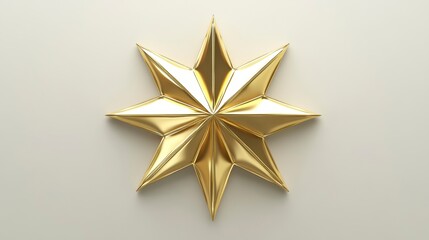 Gold eight-pointed star on a light background.