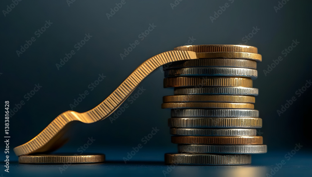 Poster stack of coins adjacent to an upward curve representing increasing costs