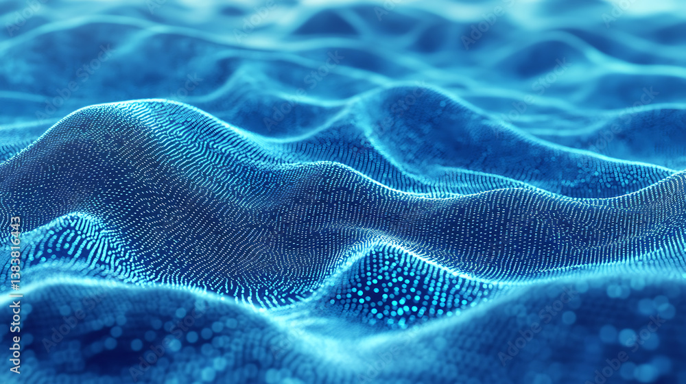 Fototapete Digital blue binary coding background, landing page concept, 3d rendering