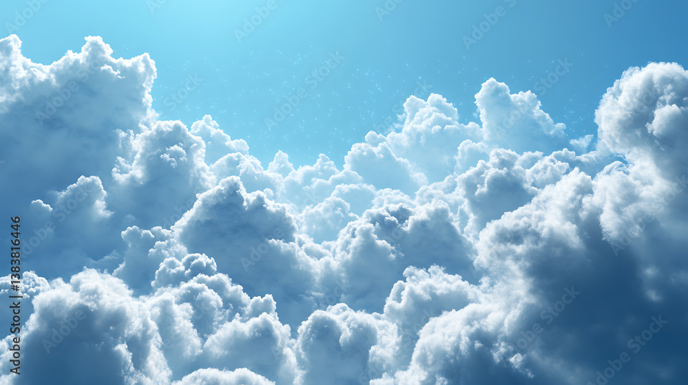 Fototapete digital cloud and data overlays on a sky background, symbolizing ai-powered weather prediction and c
