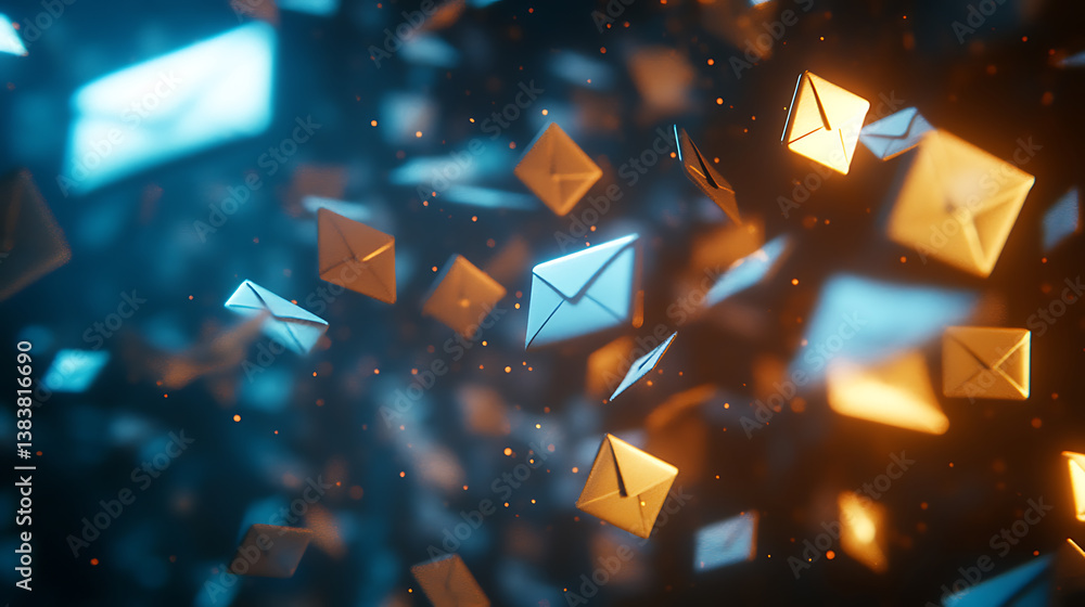 Aufkleber digital messages floating in cyberspace