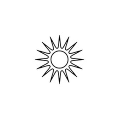 Minimalist Sun Icon: Black Outline on White, Vector Illustration