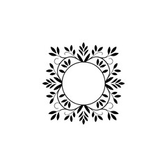 Elegant Floral Frame in Black and White, Invitation Design