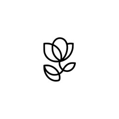 Minimalist Floral Line Art Logo on White Background