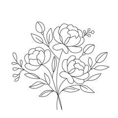 blooming lily flowers in continuous line drawing style. lily bouquet logo minimalist black line design. vector illustration on white background