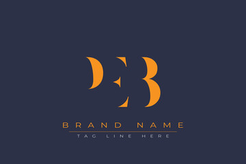 PEB abstract letter logo design. This logo is designed by three abstract letters.