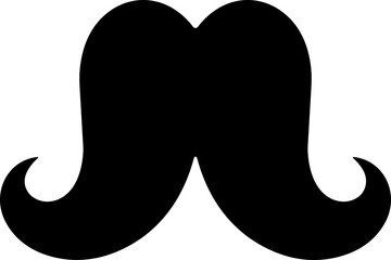 Mustache Black silhouette icon in flat. isolated on transparent background.