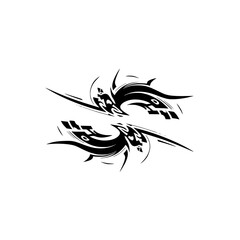 Tribal Tattoo Design, Black & White Illustration, Vector Art