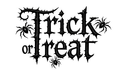 Trick or Treat Halloween typography with spooky font and spiders