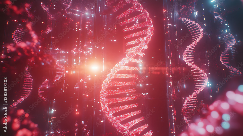 Aufkleber dna formula research and full analysis with the obtained data in hud style