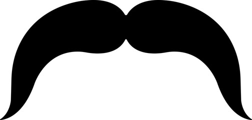 Mustache Black silhouette icon in flat. isolated on transparent background.