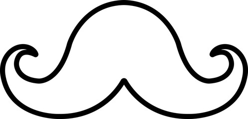 Mustache Black silhouette icon in line. isolated on transparent background.