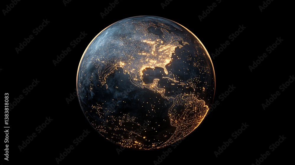Aufkleber earth globe covered with glowing net ai technology