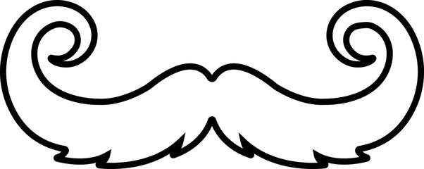 Mustache Black silhouette icon in line. isolated on transparent background.