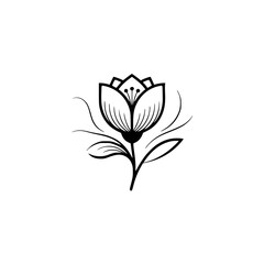 Minimalist Black and White Floral Illustration for Branding