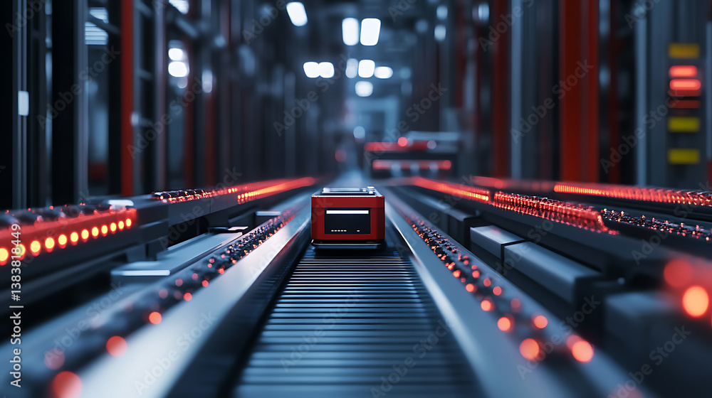 Poster Efficient and dynamic automated warehouse robotic systems, conveyor belts, and autonomous vehicles in action